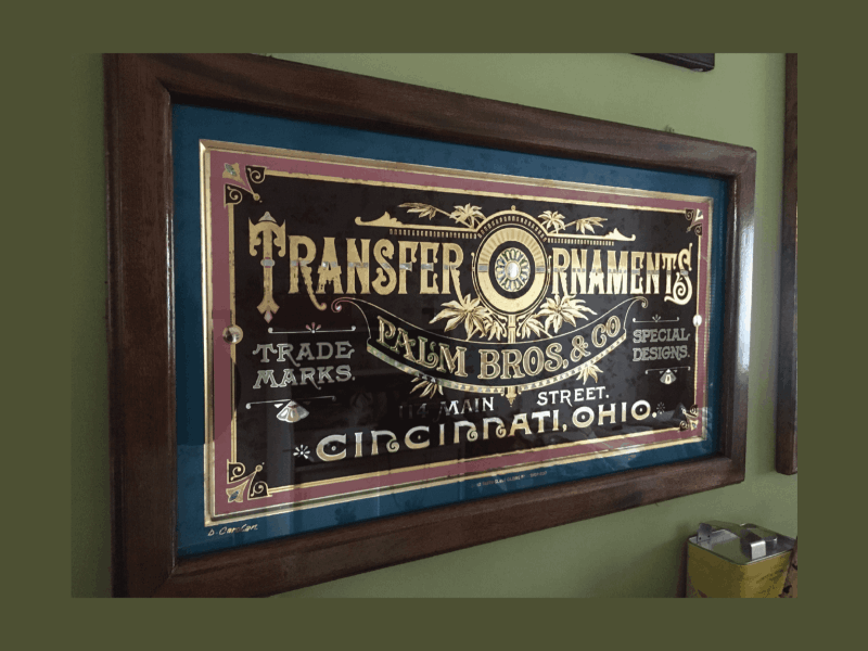 Ornate glass signs