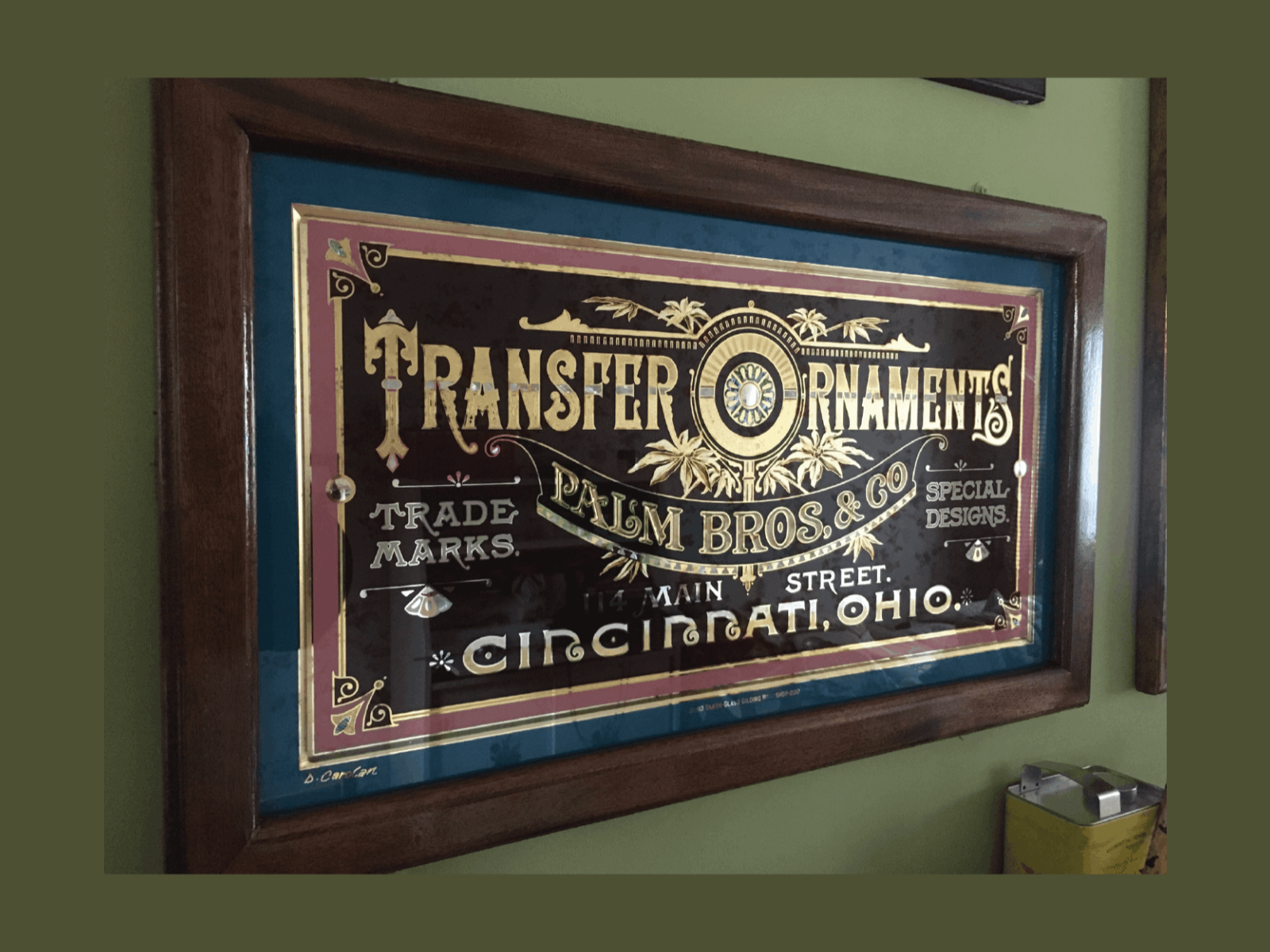 Ornate glass signs